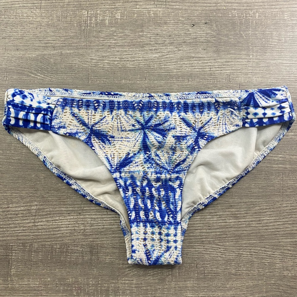 blue and white bikini botttoms